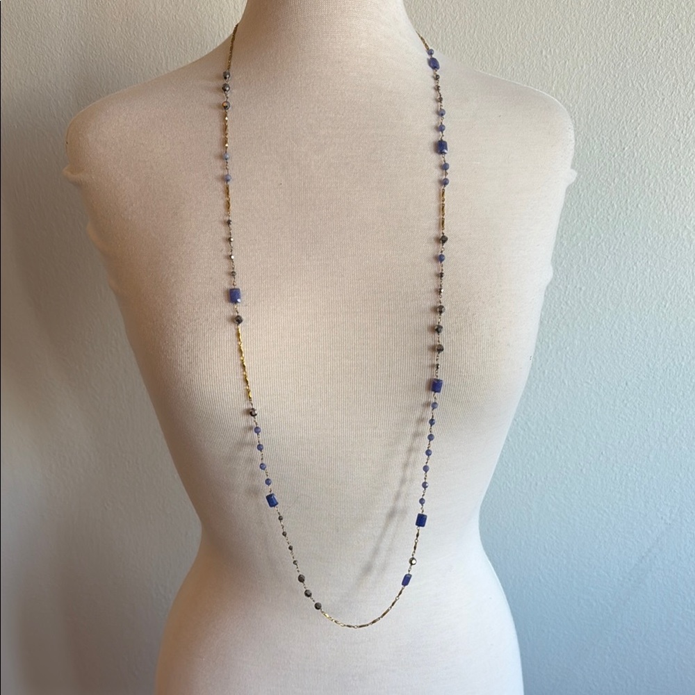 Stella & Dot Gold and Blue Station Necklace
